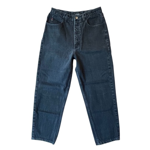 Guess Vintage tapered crop jeans Black Tagged size 31 Fits 28 High rise waist - Picture 2 of 7